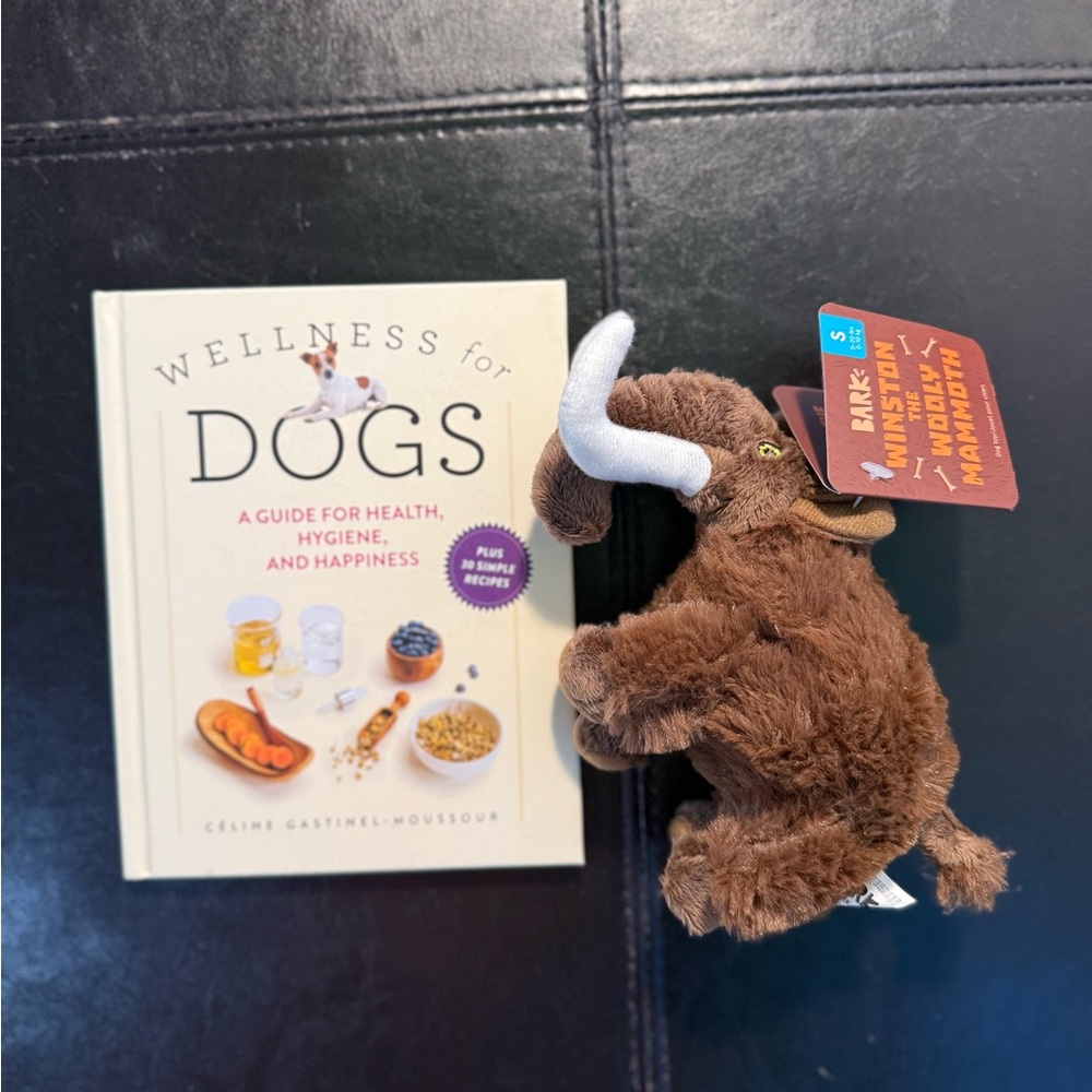 New Wellness for Dogs Wellness Book and BARK MAMMOTH sm dog toy.